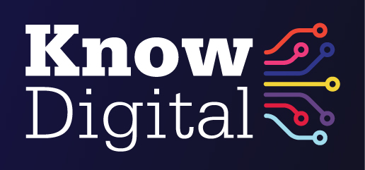 Know digital txt logo in blue