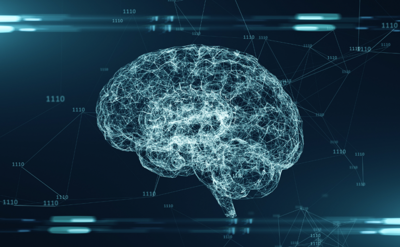 An image of a brain made up interconnected nodes offering a visual metaphor for AI and machine learning