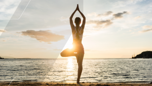 yoga pose on the beach