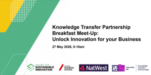 Header image for KTP Breakfast Meet-Up event showing name of event, date and logos of who are involved.
